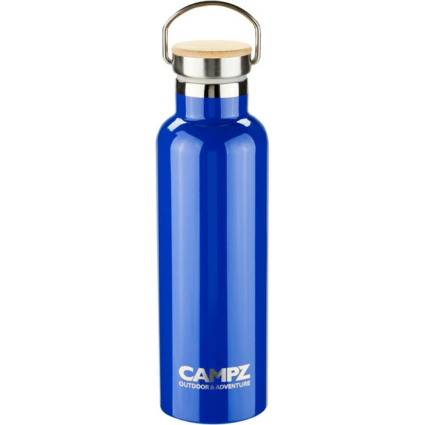 CAMPZ Insulated Bottle with Bamboo Cap 750ml blue 3 CAMPZ Insulated Bottle with Bamboo Cap 750ml blue