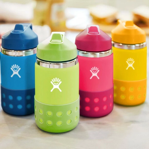 Hydro Flask Wide Mouth Bottle with Straw Lid and Boot 355ml Kids firefly 4 Hydro Flask Wide Mouth Bottle with Straw Lid and Boot 355ml Kids firefly - Image 2