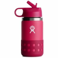 Hydro Flask Wide Mouth Bottle with Straw Lid and Boot 355ml Kids peony